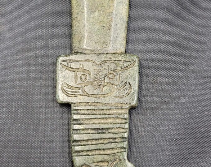 Beautiful Ancient Green Jade Stone Unique Tibeten Sword Knife With Lucky Drogon Handle
