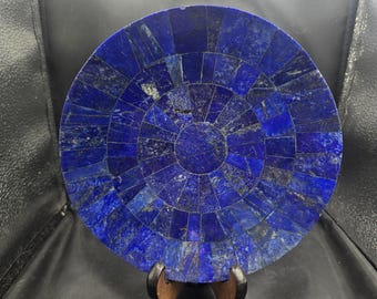 Beautiful Natural Afghanistan Lapis Lazuli Stone Handmade Authentic Plate Art Deco