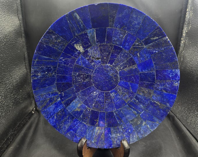 Beautiful Natural Afghanistan Lapis Lazuli Stone Handmade Authentic Plate Art Deco