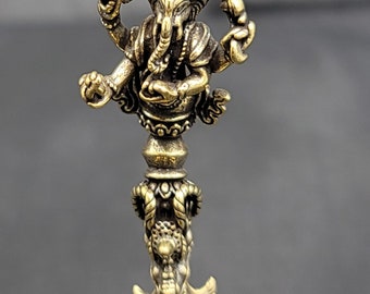 Antique Old Brass Authentic Nepal Tibeten Garnish Pendant Amulet Pendant