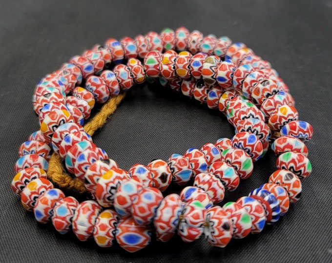 Beautiful Ancient Naga-Land Wonderful Mosaic Glass Gabree Beads Old Necklace Strand