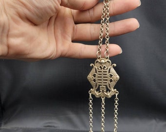 Rare! Vintage Tibeten Soild Silver Engraved Unique Long Hairs Pendant