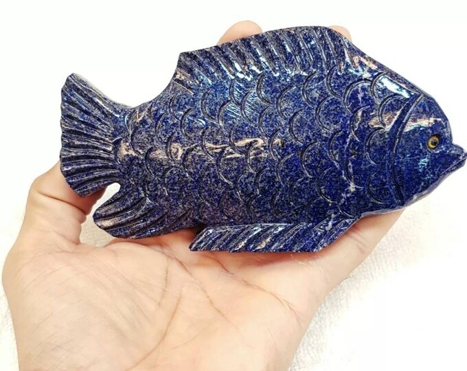 Wonderful Natural Ancient Old Lapis lazuli Stone Hand Carved Beautiful Fish