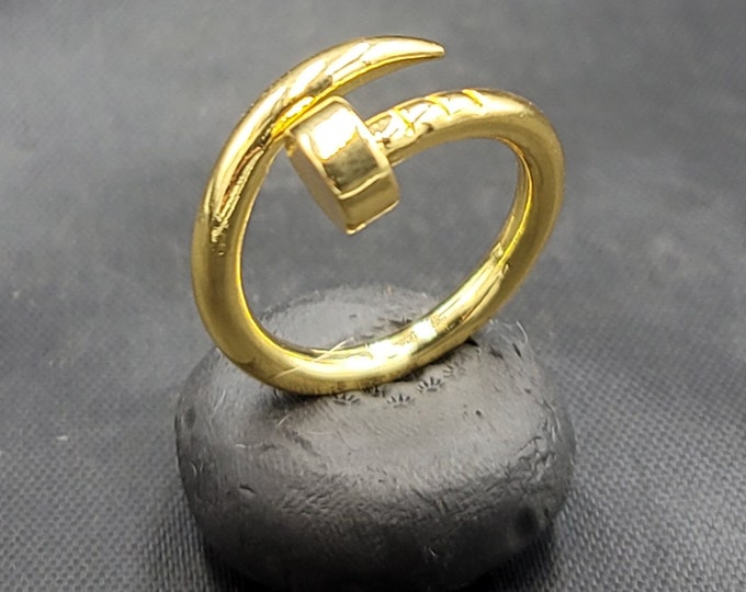 20k Gold Over Silver Ring Vintage Near Eastern Beautiful Handmade Ring Adjustable Free Size Ring