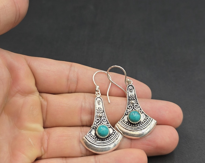 Handmade Vintage Sterling Silver Turquoise Earrings
