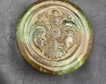 RARE Antique Green Jade Stone 2 Fish Carved Beads Pendant Amulet