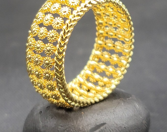 20k Gold Over Silver Ring Vintage Near Eastern Beautiful Handmade Ring