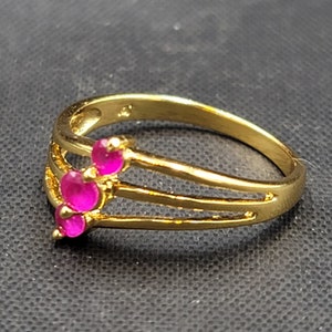 Vintage 20k Gold Over Silver Ring: Handmade Ruby Gemstone, Size 7.75