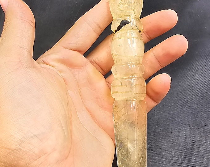Amazing Authentic Ancient Himaliyan Clear Crystal Quartz Antique Tibeten Lucky Purbha