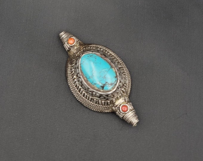 Antique Old Silver Tibeten Unique Hair Ornament-Silver Bead-Locket Ethnic Silver Jewelry Early 19th Century