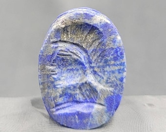 Roman King Intaglio Carved Ancient Lapis lazuli Stone Beads Seal Stamp