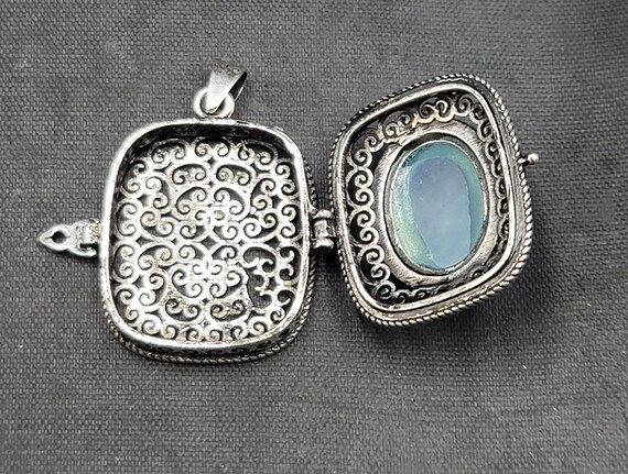 Sterling Vintage Silver Handmade Box Pendant With… - image 6