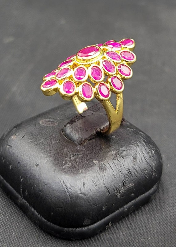 20k Gold Over Silver Ring Beautiful Natural Red R… - image 2