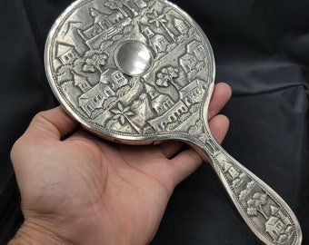 Amizing Antique Sterling Silver Real Authentic Mughal Empire Unique 17th Century Mirror