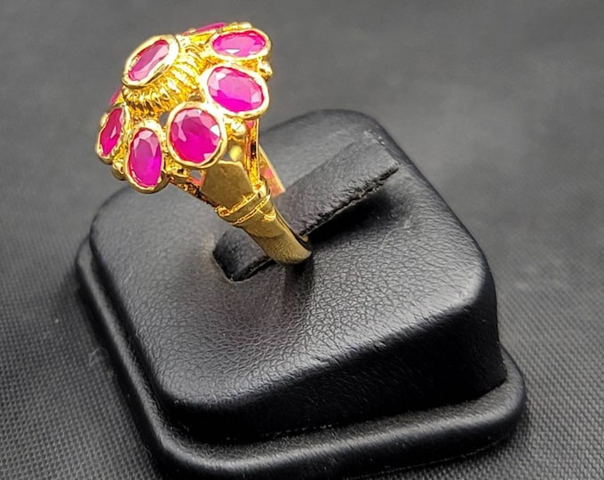 Natural Red Ruby Gold Over Silver Beautiful Excellent Top Quality Gemstone Ring