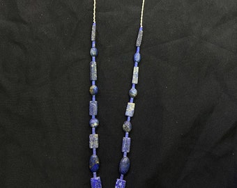 Ancient Old Lapis lazuli Stone Old Beads Strand Necklace Afghanistan