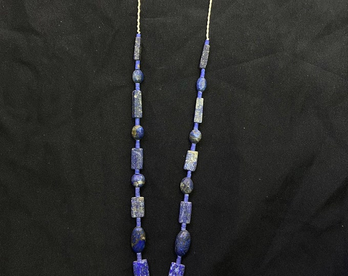Ancient Old Lapis lazuli Stone Old Beads Strand Necklace Afghanistan