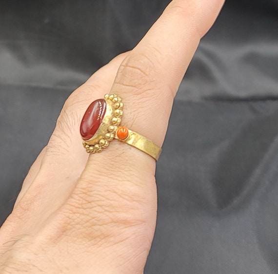 Gold Gulied Wonderful Ring With Natural Red Ancie… - image 4