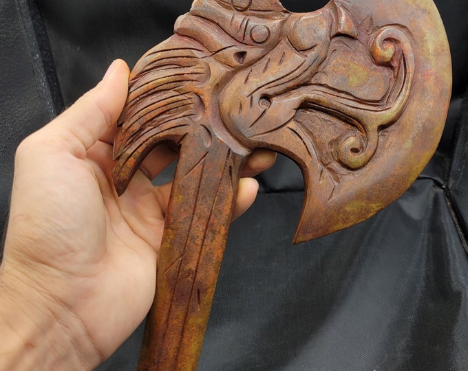 Ancient Museum Quality Brown Jade Stone Unique Tibeten Chinese Sword Axe Hand Carved