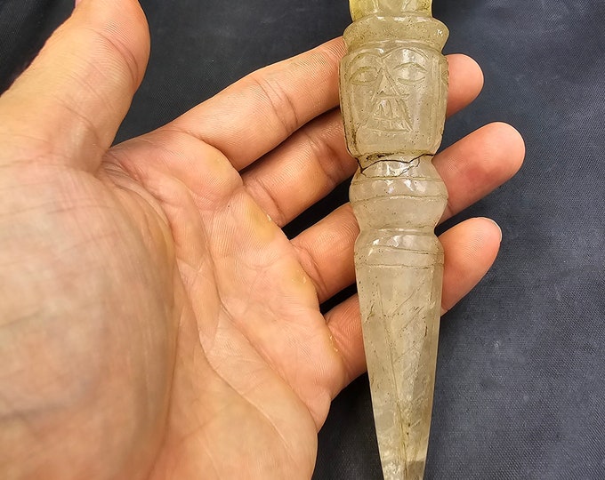 Authentic Ancient Himaliyan Clear Crystal Quartz Antique Tibeten Lucky Amazing Purbha