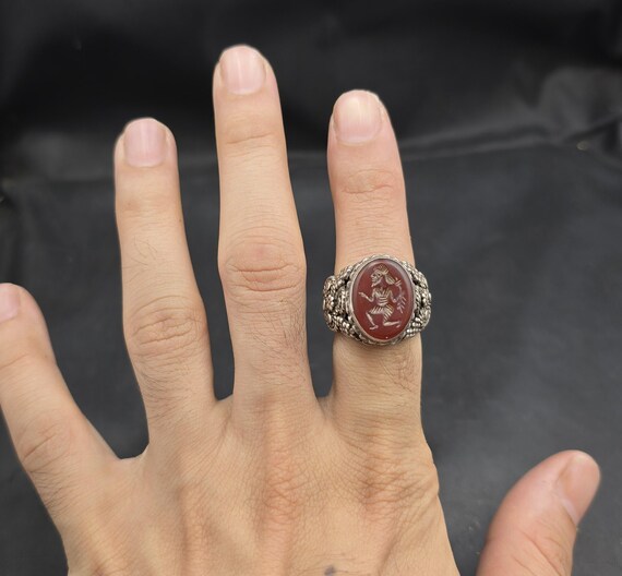 Amizing Antique Silver Unique Ring With Agate Sto… - image 3