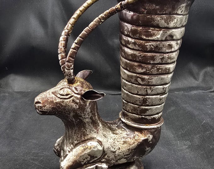 Ancient Old Beautiful Authentic Rare Unique Silver Greek Empire Rathony with Deer Head