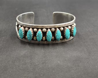 Wonderful Antique Soild Silver Beautiful Bangle With Natural Turquoise Stone