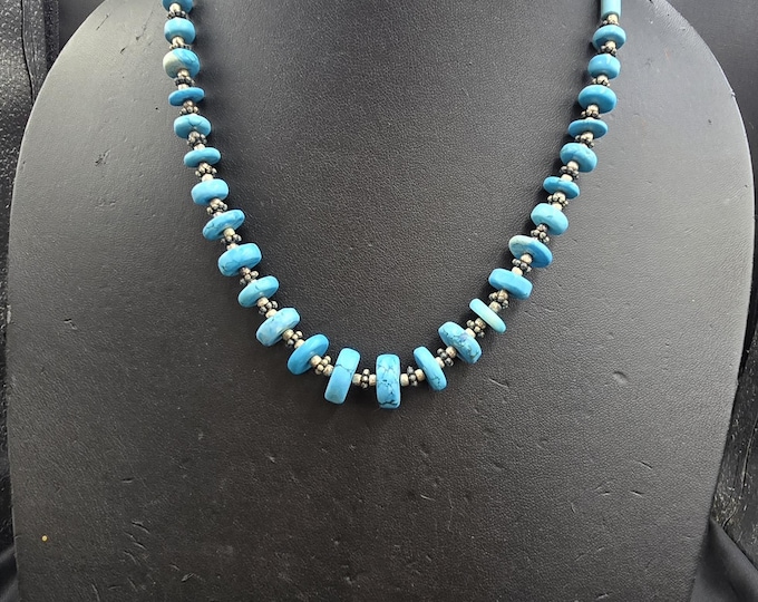 Amizing Vintage Natural Turquoise Gemstone Native American Natural Turquoise Stone Necklace