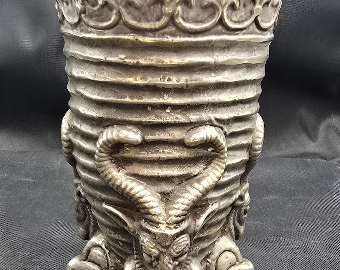 Spectacular Antique Silver Unique Greek Empire Authentic Silver Cup With Ramp / Deer Head Afghanistan