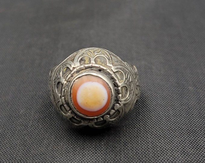 Super Gorgeous Unique Afghan Silver Ring With Evil Eyes Powerful Protection Ancient Agate Stone