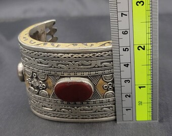 Bracelet Large Vintage En Argent Sterling Et Agate - Bijou Ancien, De France
