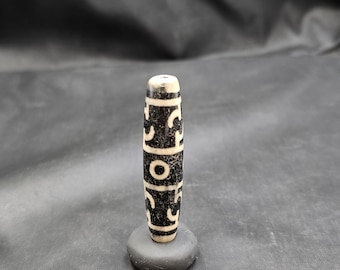 Ancient Tibetan Agate Dzi Bead: Eye Motif Amulet (50mm)