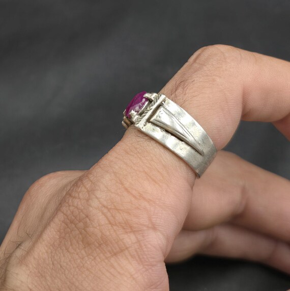 Handmade Vintage Sterling Silver Ring with Natura… - image 4