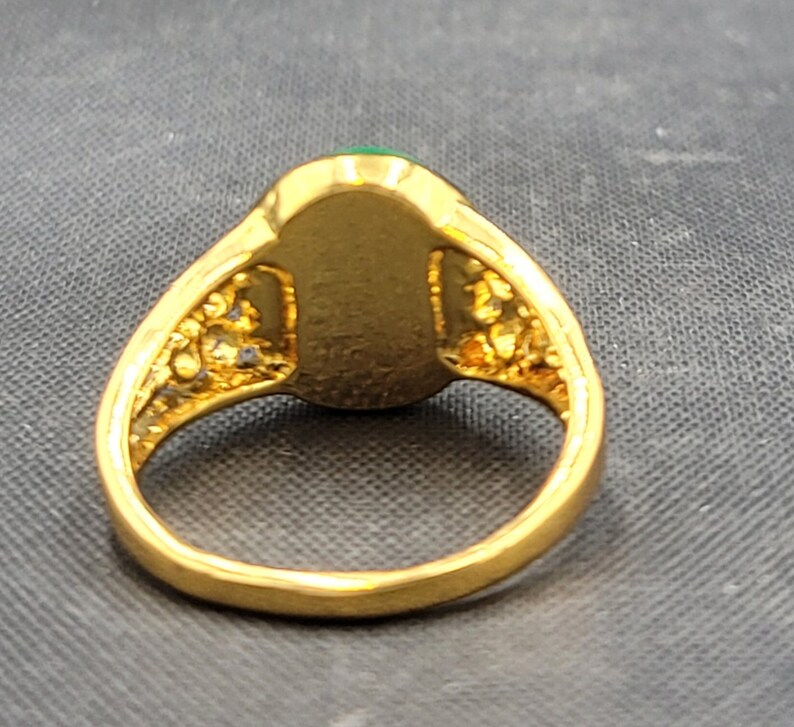 Beautiful Vintage Gold on Silver Ring With Natural Green Jade Stone image 5