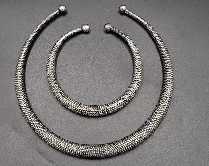 Beautiful Antique Silver Mid Century Silver Choker With Bangle Adjustable