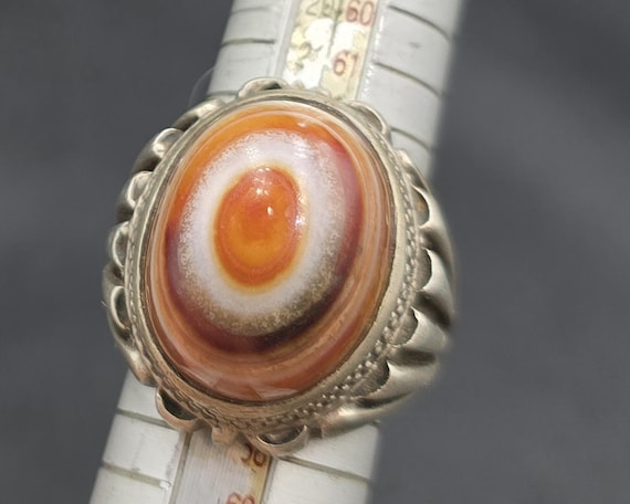 Authentic Silver Ring Ancient Old Agate Stone Evi… - image 4