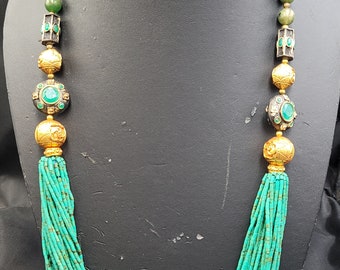 Handmade Vintage Green Authentic Turquoise Beads Beautiful