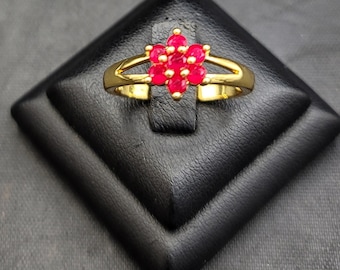 Beautiful 20k Gold Over Silver Ring Beautiful Natural Red Ruby Gemstone