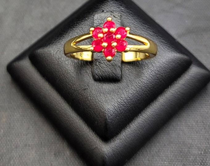 Beautiful 20k Gold Over Silver Ring Beautiful Natural Red Ruby Gemstone
