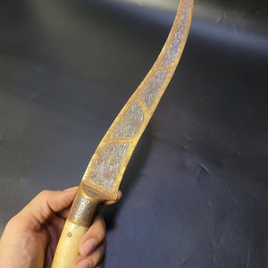 Antique Afghanistan Brass Carved Knife Sword - 1850s