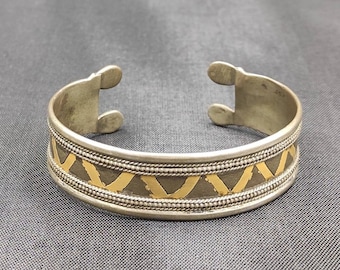 Handmade Sterling Silver Gold Filled Bangle: Afghan Turkman Design