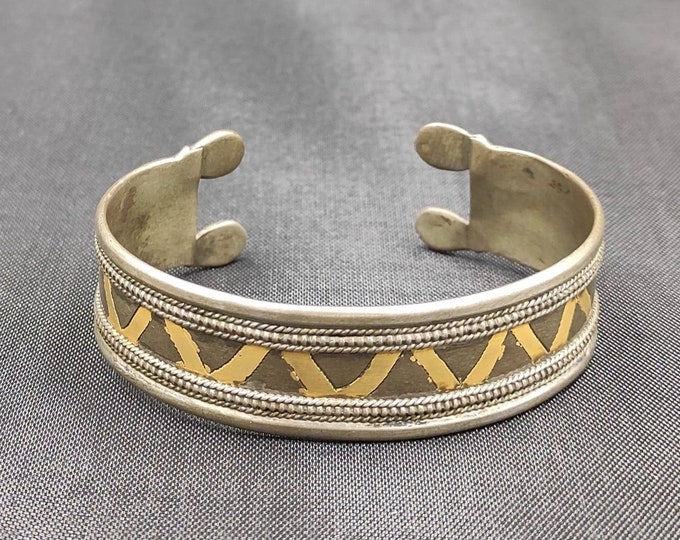 Beautiful Antique Silver With 18k Gold Filled Medival Barcelet/ Bangle