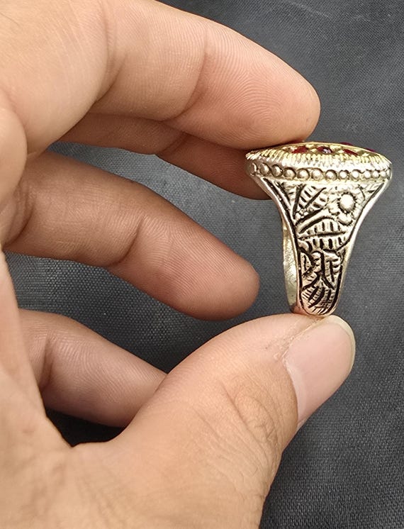 Natural Ruby Gemstone Old Silver Handmade Afghani… - image 5