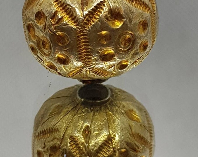 18k Gold Sheet Over Wax Core Antique Big Size 20mm EThnic Tribal Beads Pendant
