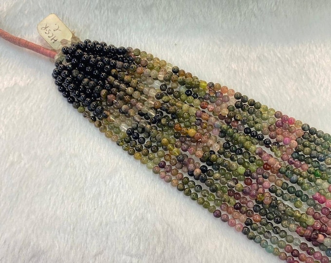 1 Strand 36Cm Natural Multi Tourmaline Tinny Small Beads Top High Quality Gemstone 2-4mm Spacer Loose Bead Jewelry Supp