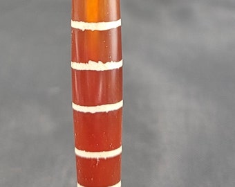 Ancient Pyu Himalayan Indo Tibeten Etched Natural Agate Beads Old Stone Red Agate Bead With White Lines