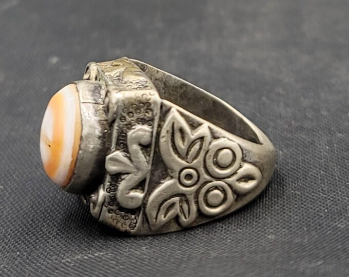 Super Ancient Unique Silver Ring With Evil Eyes Powerful Protection Ancient Agate Stone