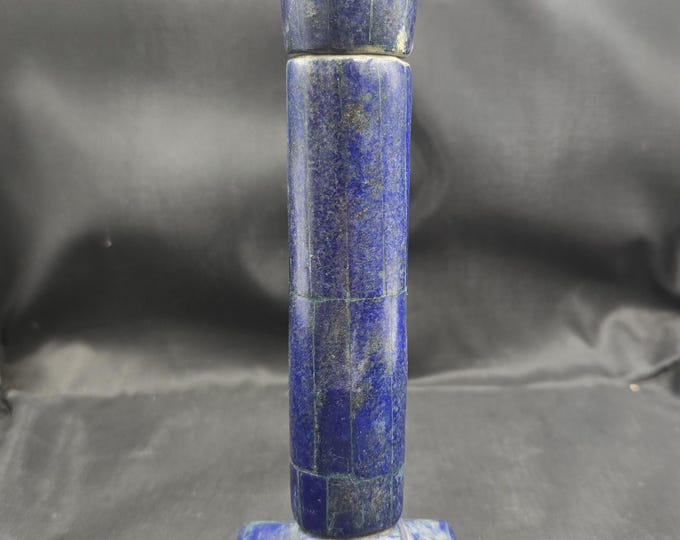 Natural Lapis Lazuli Stone Handicraft Afghanistan Candlestick Art Deco