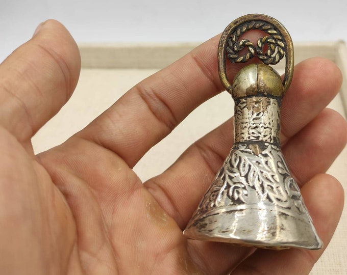Museum Quality Antique Ottoman Empire Imperial Court Islamic Bronze And Silver Stamp Seal #1AD