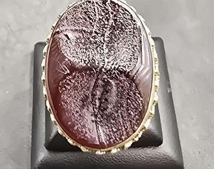 Ancient 1800s Old Agate Stone Big Old Silver Authentic Ring